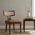 thumbnail image 6 of Guyou Modern Rattan Backrest Dining Chairs Set of 2, Mid-century Farmhouse Faux Leather Upholstered Kitchen Chairs Solid Wood Side Chairs for Kitchen Dining Room Living Room, Brown, 6 of 20