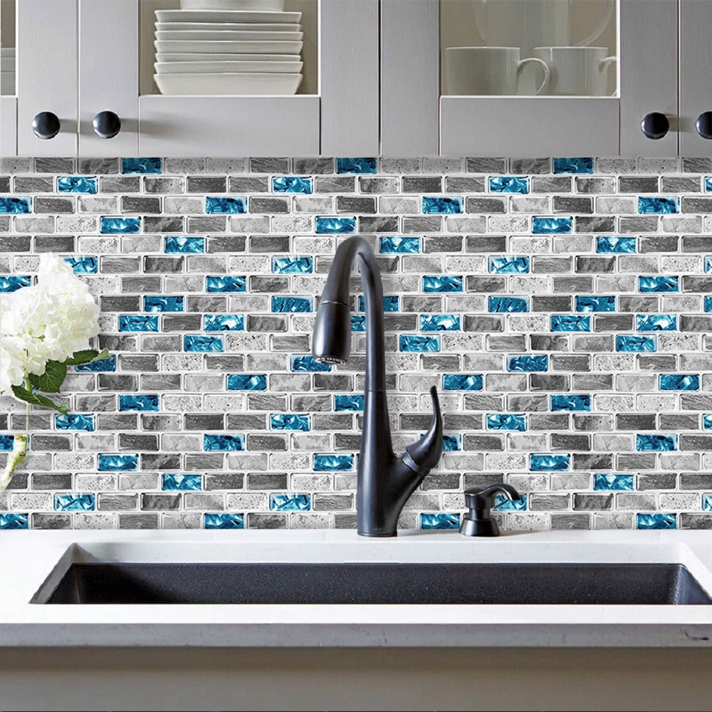 clevermosaics 12" x 12" Peel and Stick Vinyl Backsplash Tiles for Kitchen and Bathroom, 10 Sheets