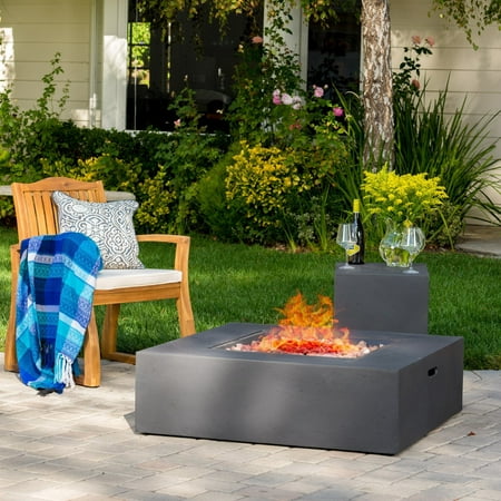 Salta Square Outdoor Gas Fire Pit Table With Tank Holder Walmart Com