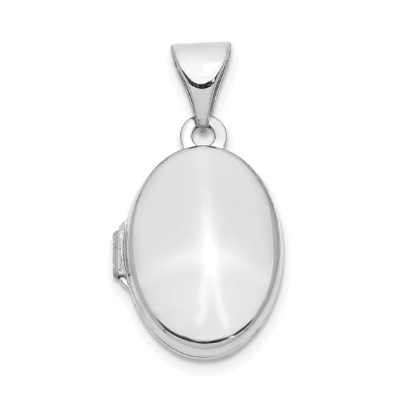 14k White Gold Oval Locket Pendant for Women, Polished Minimalist Necklace with Photo Holder, Sentimental Memory Jewelry, Elegant Timeless Keepsake in Fine Gold