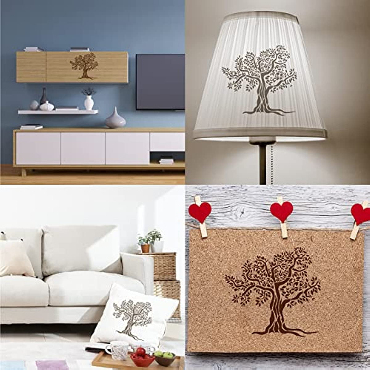 GORGECRAFT Large Tree of Life Stencil Heart Template 12x12 Inch Reusable  Decoration Sign Square Tree Stencils for Painting on Wood Wall Scrapbook  Card Floor and Tile Drawing 