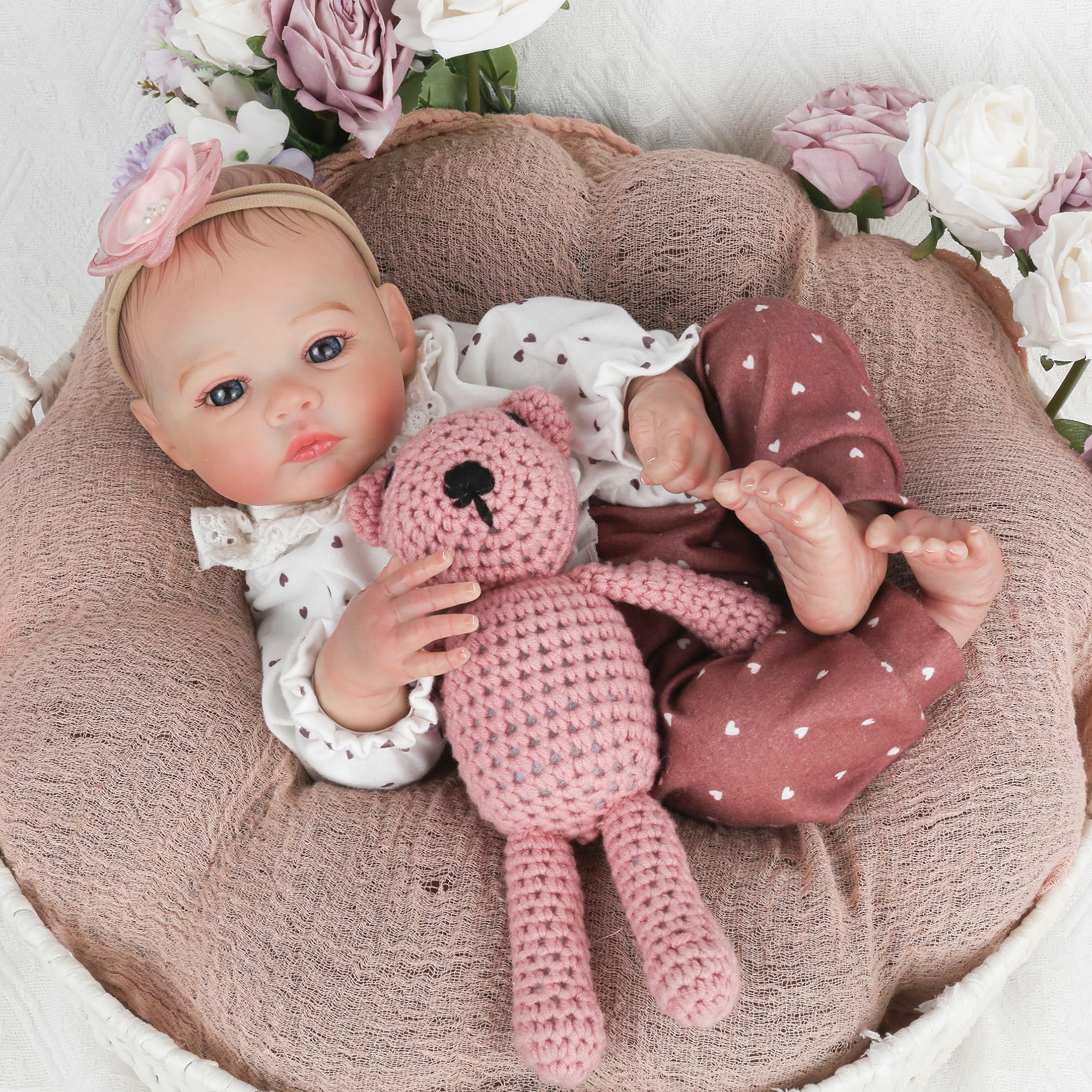 Lifelike Reborn Baby Dolls - 18 Inch Realistic Newborn Baby Dolls Girl, Real Life Baby Dolls with Soft Weighted Body, Real Baby Reborn Gift with Accessories for 3+ Years Old Kids