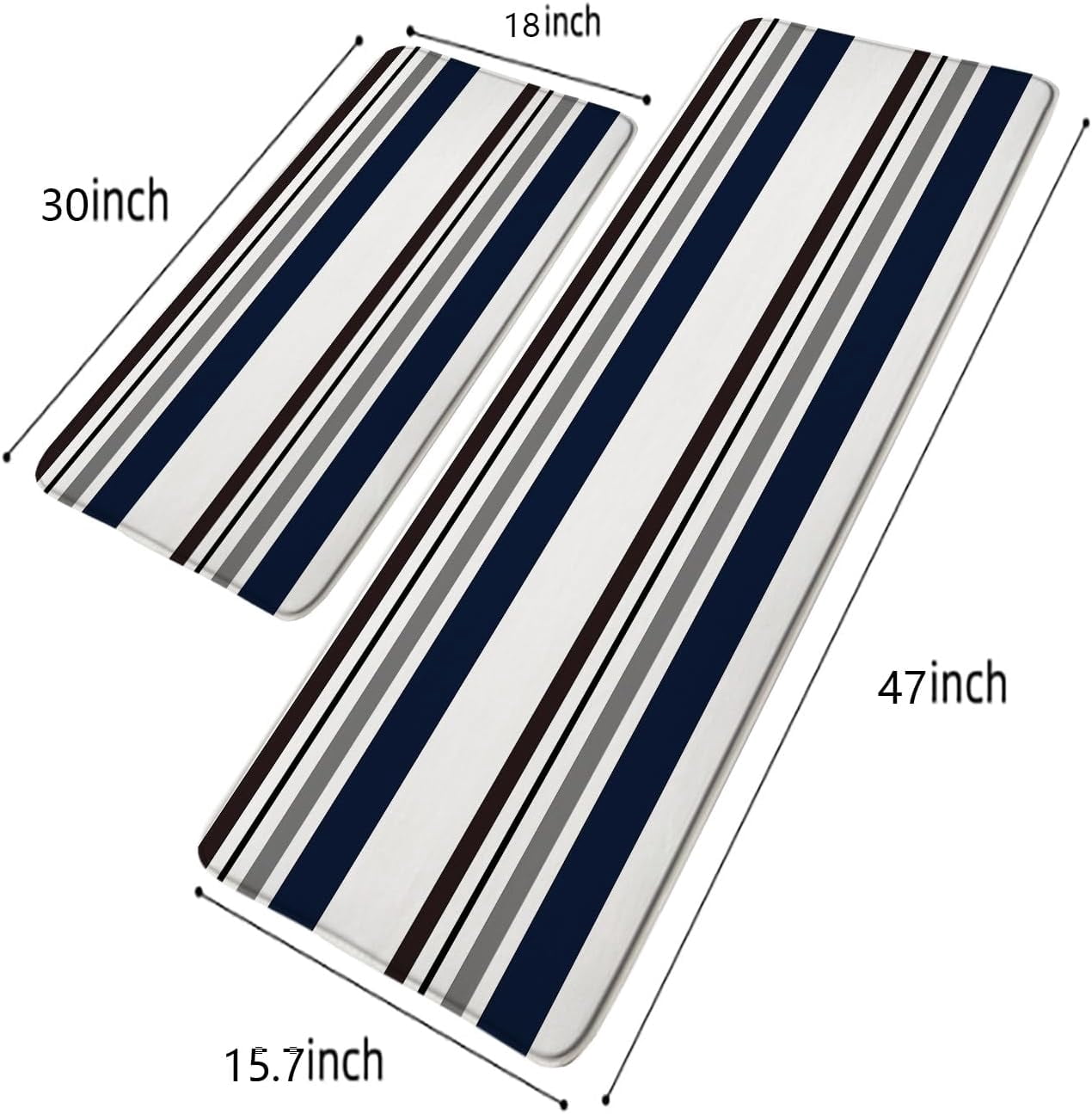 Abstract Geometric Kitchen Rugs 2 Piece Set Blue Gray Black White Geometry Squares Modern Fashion Bath Mat Bedroom Floor Mat Laundry Room Sink Carpet