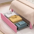 thumbnail image 7 of VECELO Upholstered Platform Bed Frame with Storage Drawers, Twin Size Bed Frame with Adjustable Headboard, No Box Spring Needed, Pink, 7 of 7
