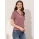 thumbnail image 4 of Blusa Informal Allegra K con Cuello En V Y Manga Corta Para Mujer Con Puntos Suizos Semitransparentes Baya Apagada M, 4 of 4