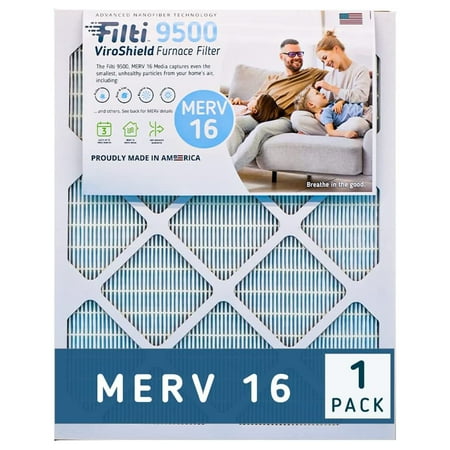 

FILTI 9500 Air Filter 14x25x1 MERV 16 | Pleated HVAC AC Furnace Filter | MADE IN USA (1 PACK)(14x25x1)