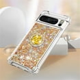 thumbnail image 5 of Glitter Clear Sparkly Bling for Google Pixel 8 Pro Case, Flowing Liquid Quicksand Cover with Diamond Ring Holder Case for Google Pixel 8 Pro  Gold, 5 of 14