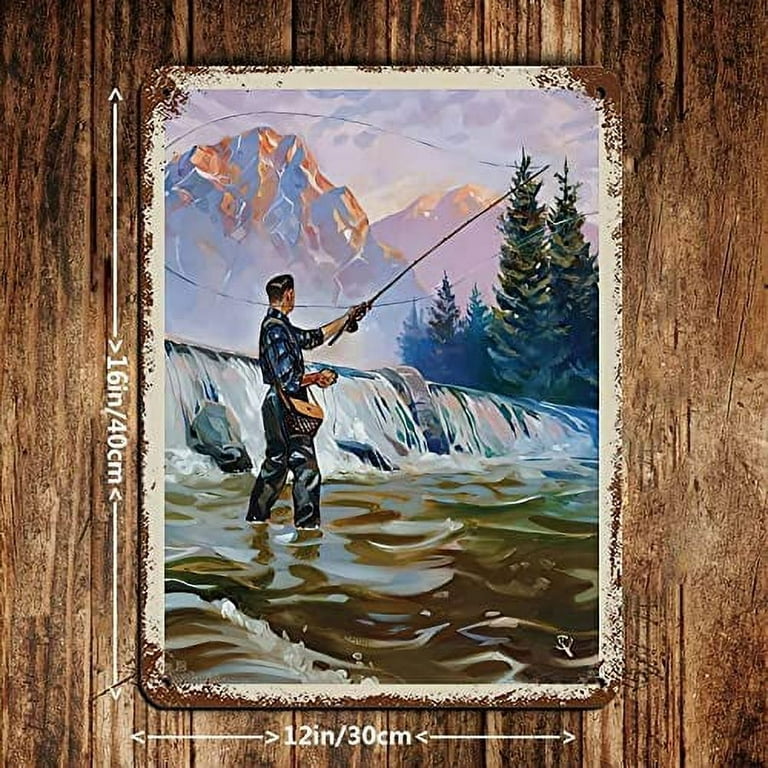 Vintage Retro Travel Classic Sportsman Fly Fishing Retro Poster Metal Tin  Sign Chic Art Retro Iron Painting Bar People Cave Cafe Family Garage Poster  Wall Decoration 12x16inch(30x40cm) 