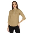 thumbnail image 1 of Inkmeso Stylish Mandarin Collar Top For Women Casual Solid Relaxed-Fit Zipper Front Tunic, 1 of 7