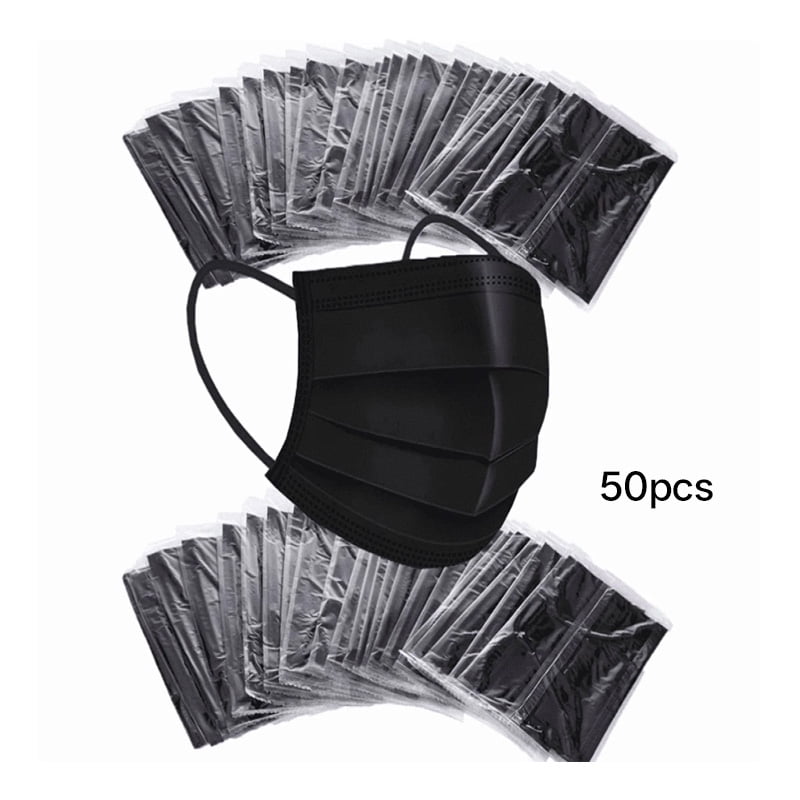2000x Black 3-Ply Disposable Face Masks - Protective Covering, UK Seller