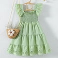 thumbnail image 7 of newwalpole Girls Spring Summer Floral Dress Teen Ruffle Smocked 3 Layerr Dresses Kids Cute Boho Easter Clothes Green for Size 6-7 Years, 7 of 7