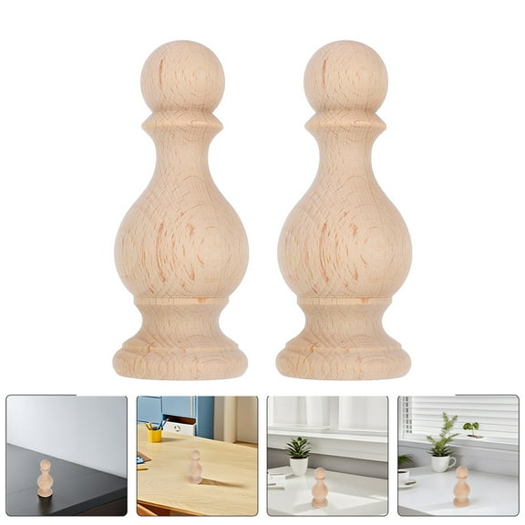 HEMOTON Worgeous 2pcs Wooden Finials for DIY Craft Projects Unfinished Decorative Wood Finials for Bedposts Furniture Use