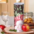 thumbnail image 2 of Rose 20 Oz Stainless Steel Skinny Tumbler – Vacuum Insulated Slim Travel Cup with Lid & Stainless Steel Straw, 360° Full Wrap Printed Tumbler for Home, Office & Outdoor Use, Spring, Floral, 2 of 6