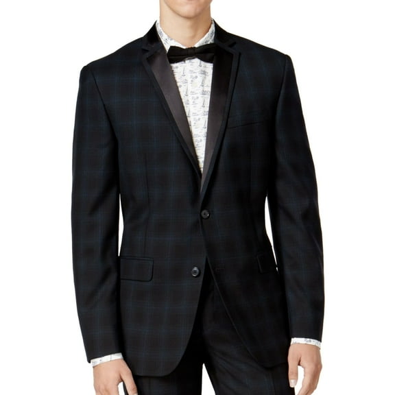 bar III Mens Tuxedo Two Button Blazer Jacket, Blue, 42 Long