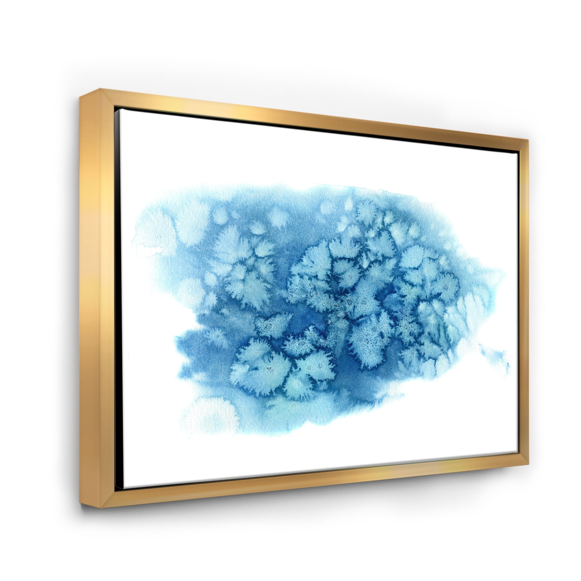Designart 'Abstract Blue Turquoise Cloud' Modern Framed Canvas Wall Art Print