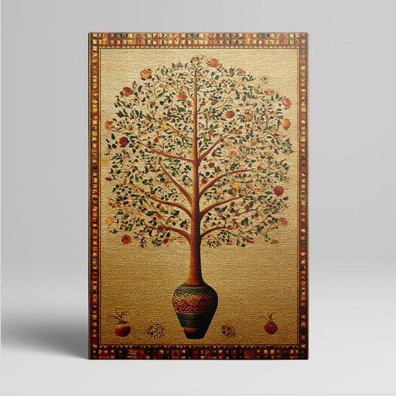 1pc Boho - inspired Tree of Life Canvas Art with Decorative Vase, Framed Decor room hanging Wall Picture Decor for Home Gifts, living room, bathroom, bedroom, kitchen wall art decor canvas wall art