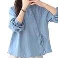 thumbnail image 2 of Mifsaly Boho Tops for Women Button Down Long Sleeve Summer Top Side Tie Loose Fit Breathable Cotton Shirts Casual Elegant Vacation Blouses 2026 L, 2 of 6