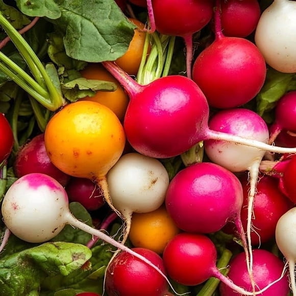 HIGHGW Cherry Belle Radish Seeds, Non-GMO Heirloom, Fast Growing, Round, Red, Crisp Radishes, Great for Salads, Sandwiches, Mix Color, 100pcs