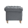thumbnail image 6 of Londynn Club Chair Dark Gray Fabric Linen Button Tufted Rolled Sinuous Springs, 6 of 10