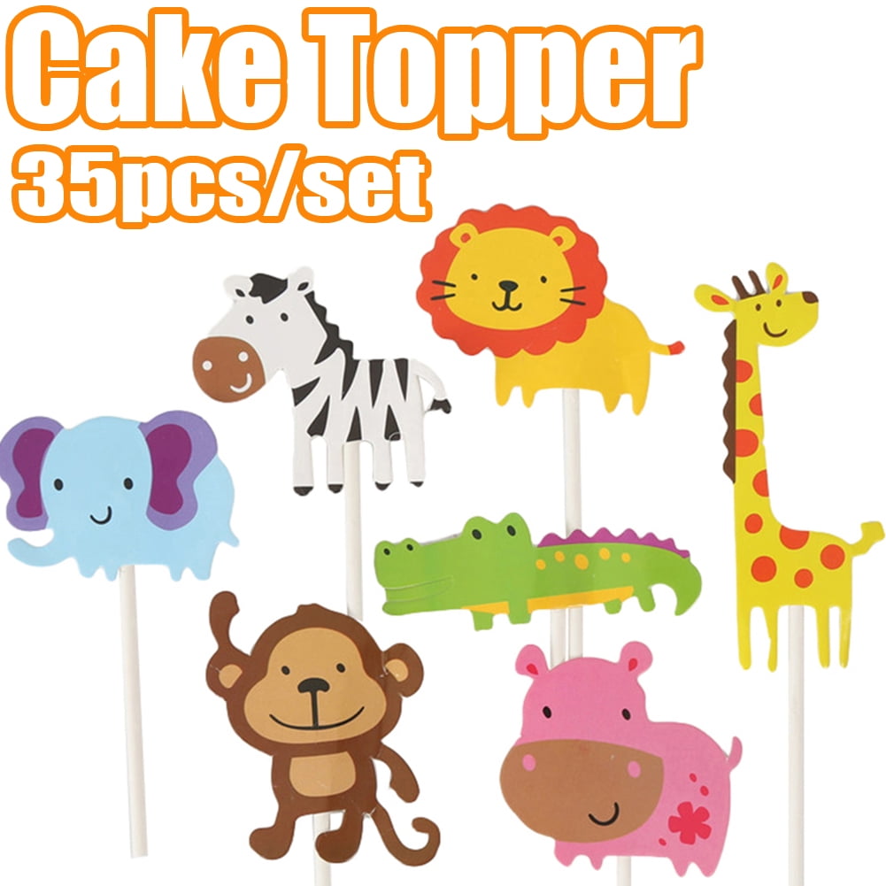 Monkey Jungle Safari Edible Cupcake Toppers Decoration 