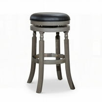 30" Bar Stools - Weathered Gray, Black Leather - Set of 4, Industrial Style