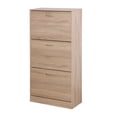 thumbnail image 4 of Kadyn Wooden 3-Drawer Shoe Cabinet for Entryway, White Freestanding Shoe Rack Storage Organizer with 2 Flip Doors, Wood Color, 4 of 9