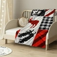 thumbnail image 2 of ARISTURING  Christmas Throw Blanket, Patchwork Bear Deer Elk Moose Hunting Lodge Cabin Red and Black Buffalo Plaid Blanket, Cozy Soft Lightweight Fuzzy Flannel Blanket for Couch,, 2 of 6