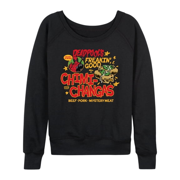 Marvel - Deadpool's Chimichangas Lightweight French Terry Wide Neck Long Sleeve Graphic Shirt