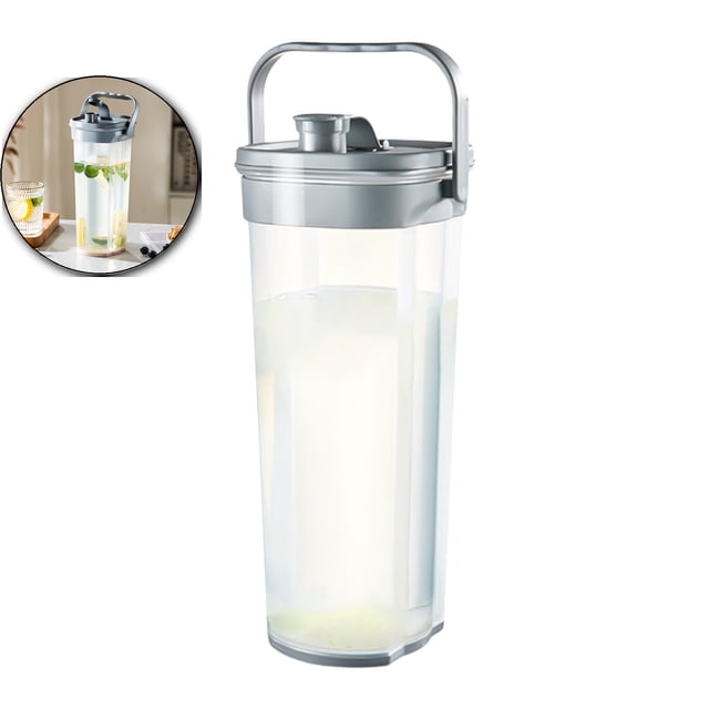 Dvruxg Plastic Water Pitcher with Flip Top Spout Lid, Clear Slim Water Container for Fridge Door Juice Pitcher with Scale Line for Tea, Lemonade, Handmade Drinks