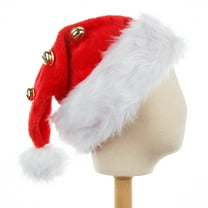 JVBTVB Large Santa Hat with Jingle Bell, Adult Christmas Hat for Parties, Soft Velour Stretchable Santa Claus Hat, Festive Xmas Decorations