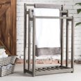 thumbnail image 3 of MyGift 3-Bar Wood Gray Towel and Quilt Rack Stand For Kitchen and Bathroom with Bottom Shelf, 3 of 6