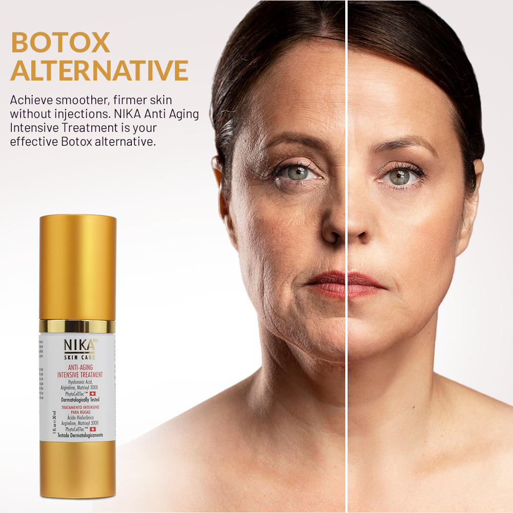NIKA SKIN CARE - Anti Aging Intensive Treatment - Botox Alternative - Moisturizer with Collagen, Matrixyl & Argireline Peptides, Hyaluronic Acid, Collagen, Retinol, and Apple Stem Cells