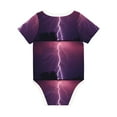 thumbnail image 2 of Daiia Thunderstorm Violet Purple Printed Unisex-Baby Short Sleeve Onesies Bodysuits Baby Climbing Clothes Soft and Comfortable Romper with Expandable Shoulder Design-18 Months, 2 of 8