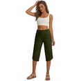 thumbnail image 5 of Nestiefly Womens Capri Pants with Pockets Straight Leg Yoga Capris Leggings Mid-Calf Capris Workout Summer Green 2XL, 5 of 7