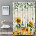 Bathroom Shower Curtain Yellow Sunflower Foliage Waterproof Shower