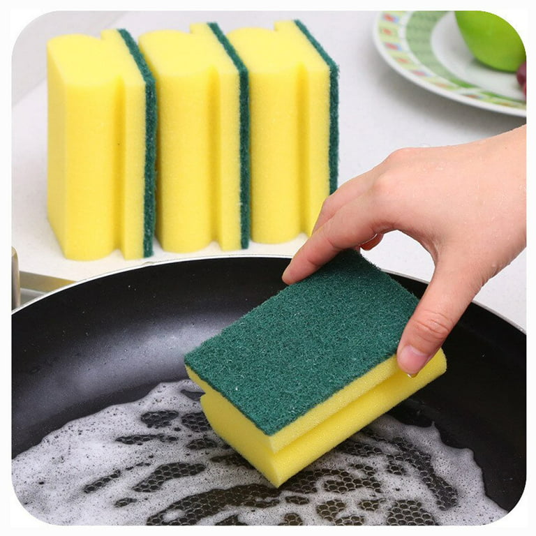 Two Black Sponges with an Abrasive Bright Green Layer for Washing Dishes  and Other Domestic or Household Needs Stock Image - Image of domestic,  tool: 236842439
