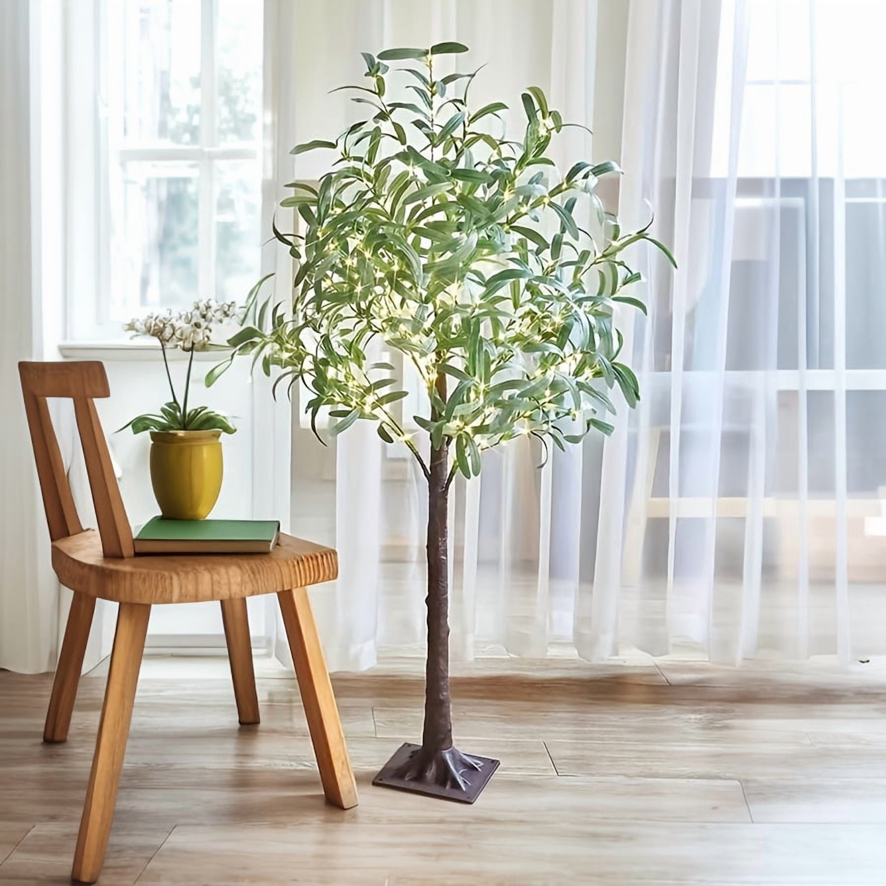 6ft Lighted Olive Tree Floor Lamp, Artificial LED Tree with Lights for Home Holiday Party Wedding Four Seasons Halloween Christmas Thanksgiving Decoration Gift