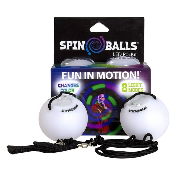 Fun in Motion Spinballs Flow Poi Balls Spinning LED Light Toy