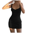thumbnail image 2 of Women Dresses Dresses Sleeveless Solid Sexy Sling Fashion Dresses Black Trendy Skirt Size M, 2 of 7