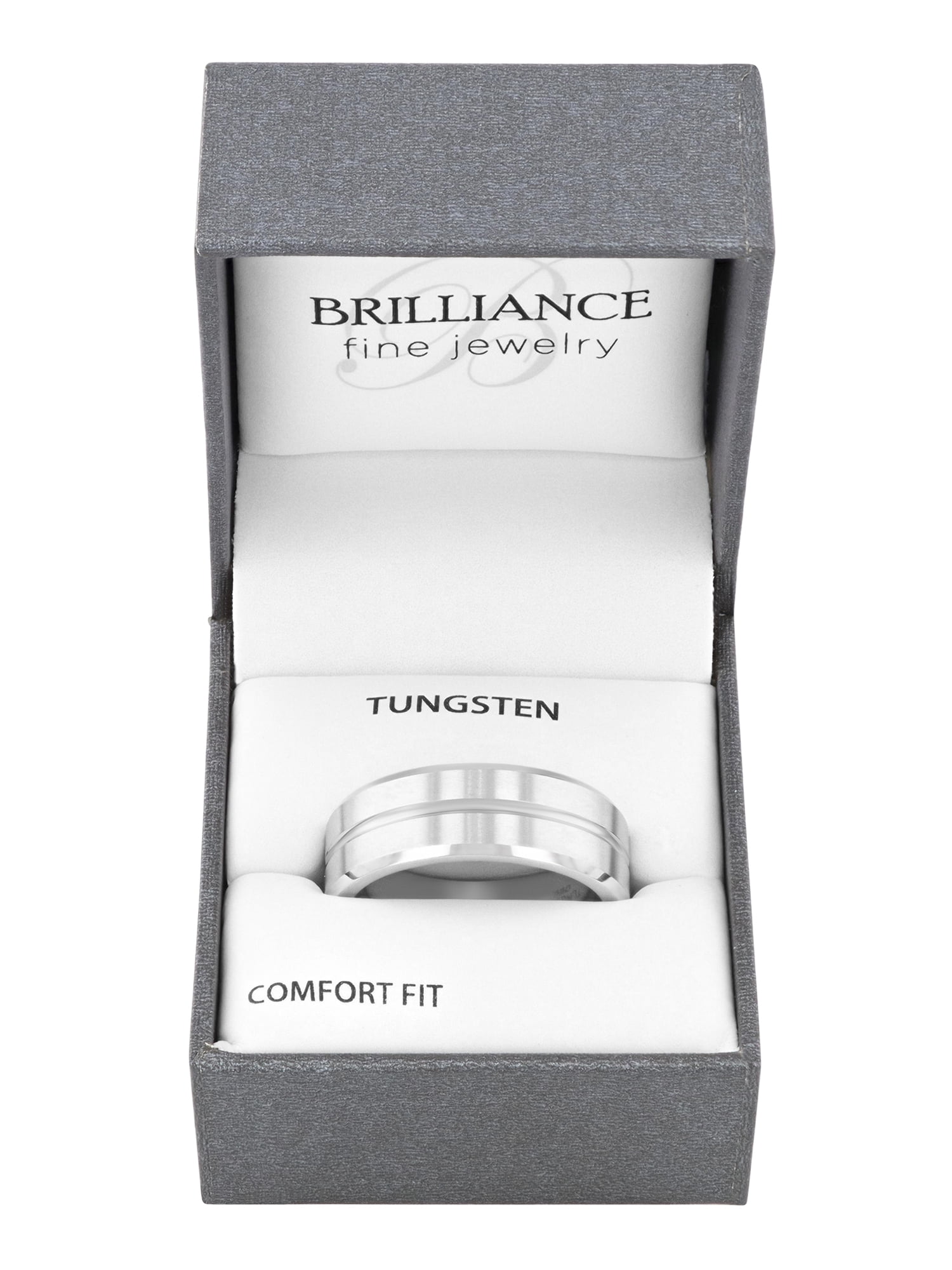 Men's Tungsten 8MM Grooved Comfort Fit Wedding Band by Brilliance Fine Jewelry - Mens Ring