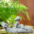 thumbnail image 1 of Adorno de escultura de resina tradicional de para sala de Yoga gris claro con detalles de apariencia texturizada paisaje único y ganado Baoblaze Estatua al aire libre, 1 of 8
