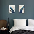 thumbnail image 3 of ZHONGYUTONG Peacock Wall Art 2 Pieces Blue Peacock with Flower Canvas Print Elegant Peacock Pictures Beautiful Birds Painting for Home Decor Frame (24"x36"x2PCS), 3 of 6