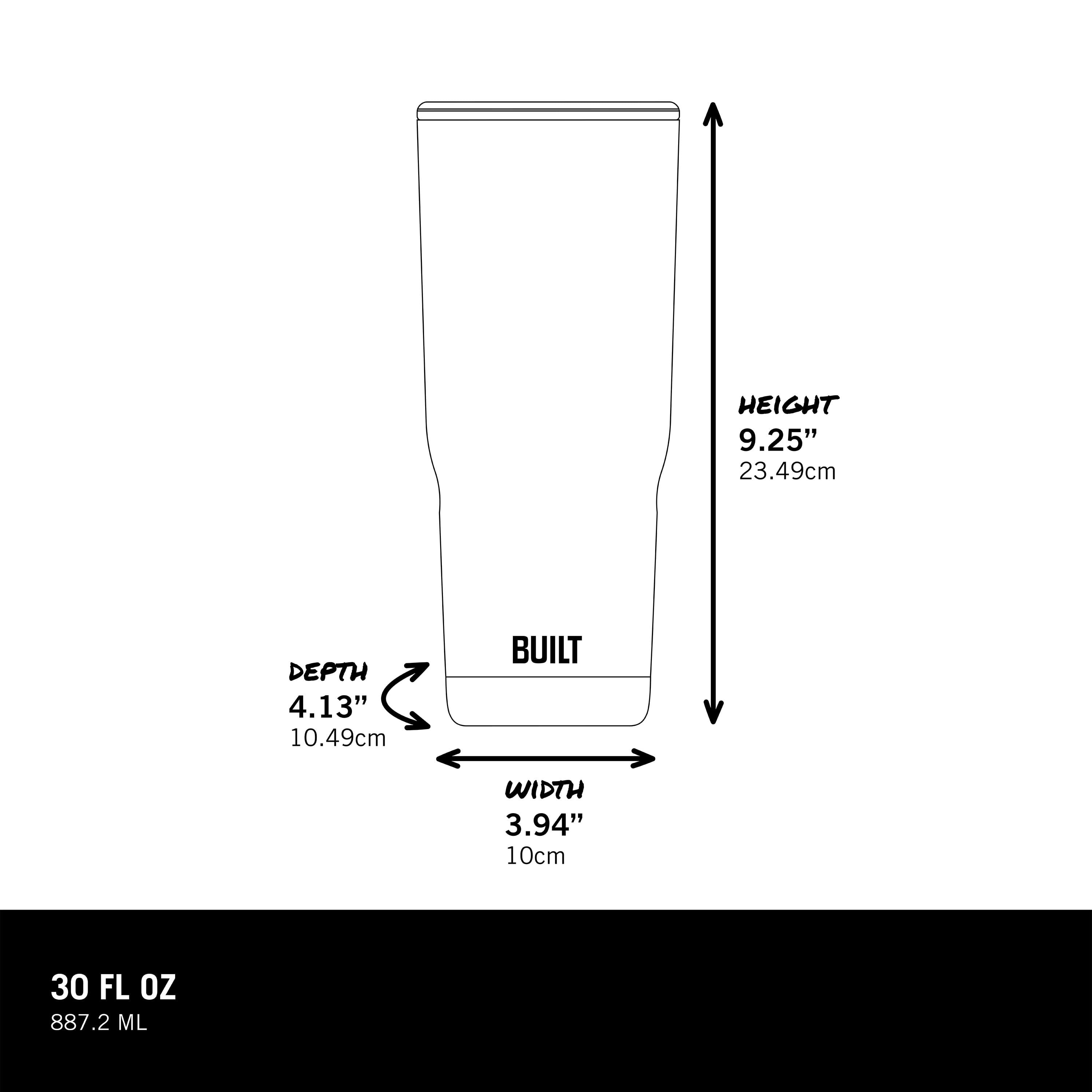 BUILT Torrent 30 oz Double-Wall Insulated Stainless Steel Tumbler Water Bottle, Mint