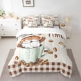 thumbnail image 2 of Homewish Kawaii Coffee Gnome Bedding Comforter Set 7 Pieces for Kids, Vintage Brown Plaid Buffalo Full Bedding Set, Happy Holiday Reversible Fitted Sheet Flat Sheet, Ultra Soft Bedroom Decor, 2 of 7