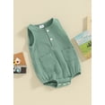 thumbnail image 3 of Suealasg Baby Girls Boys Bodysuit Newborn Tank Romper Sleeveless Button Down Solid Color Jumpsuit Infant Summer Clothes for Boys Girls, 3 of 8