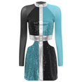 thumbnail image 3 of Jhaoyu Robe Déguisement des Années 60 pour Femmes, Mini Robe à Sequins Scintillants, Tenues de Spectacle, Bleu L, 3 of 5