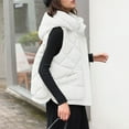 thumbnail image 6 of YOIAVAIOY Womens Puffer Vest with Hood Padded Coat Zip Up Sleeveless Diamond Down Jacket Winter Warm Outerwear with Pockets White M, 6 of 10