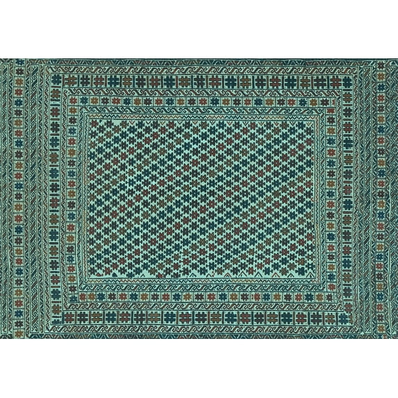 Ahgly Company Indoor Rectangle Persian Light Blue Traditional Area Rugs, 7' x 10'