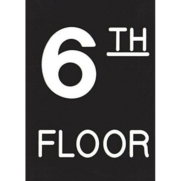Floor number Six (6) sign Engraved Plastic