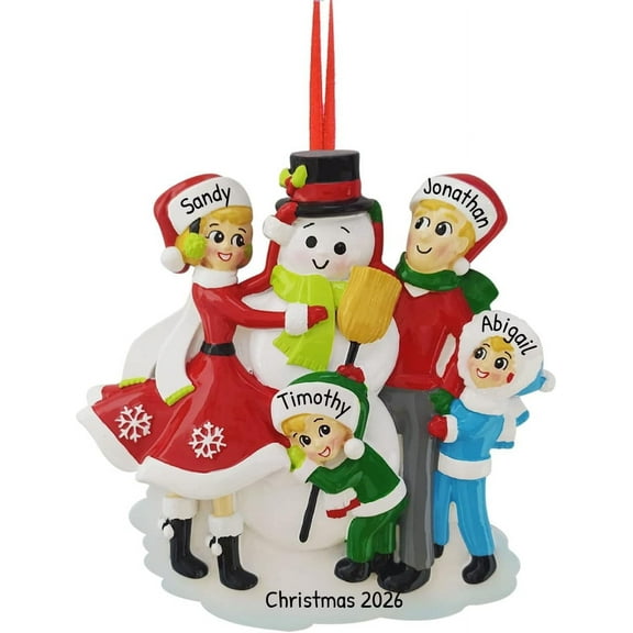 Personalized Family Christmas Ornament - Custom Family of 4 Christmas Ornament 2025 Customized Snowman Ornaments Family of 4 Snowman Décor